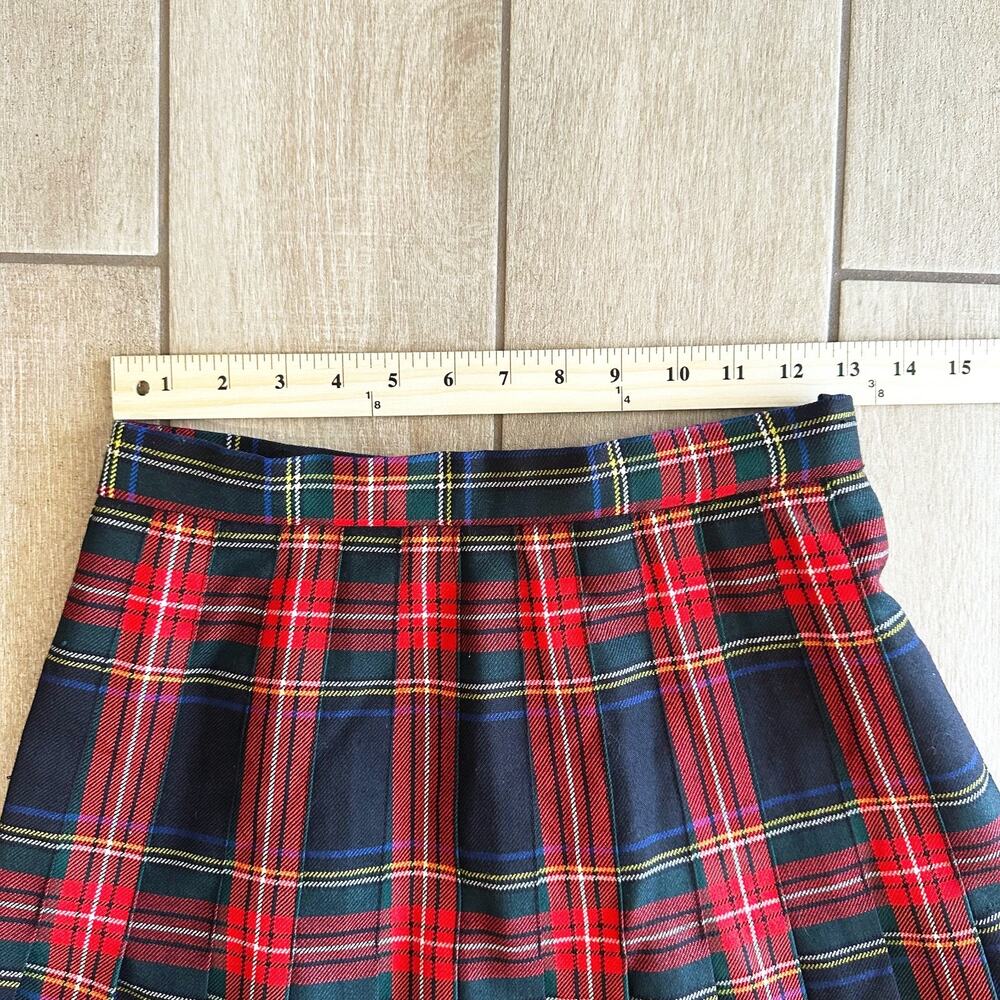 VTG Land's End 100% Wool Tartan Plaid Skirt 8 Made In England Preppy Academia - Picture 7 of 9